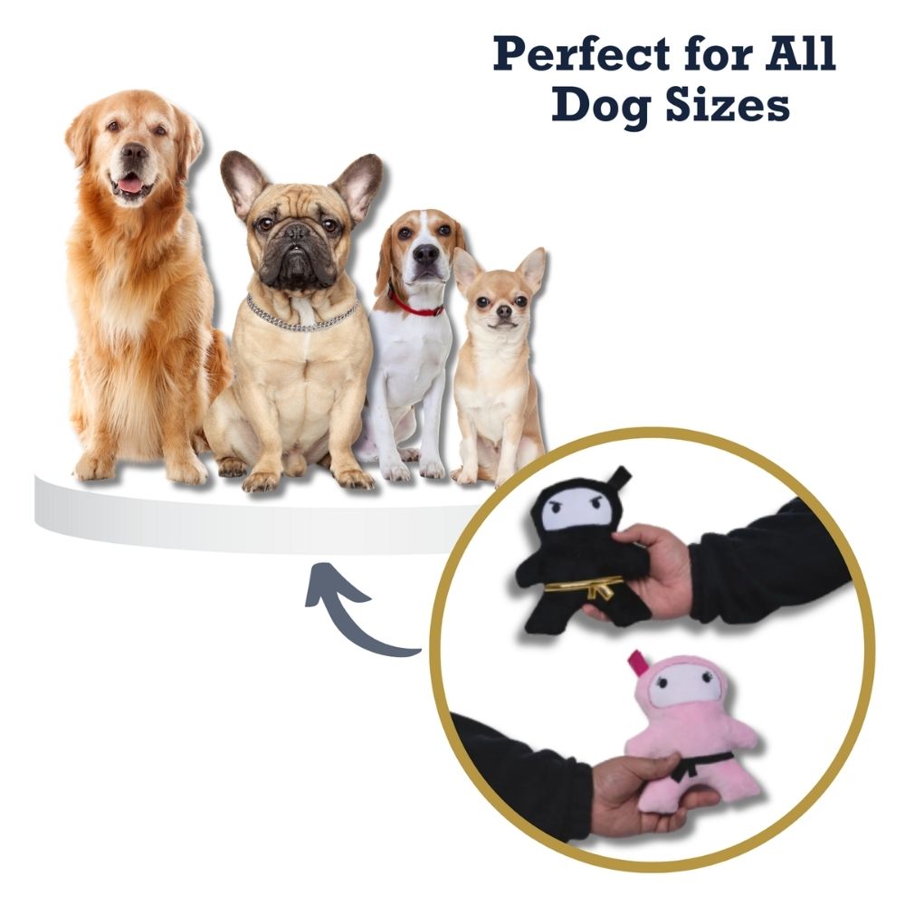 BFF Plush Ninja Dog Toy Set – Black & Pink, 2-Pack