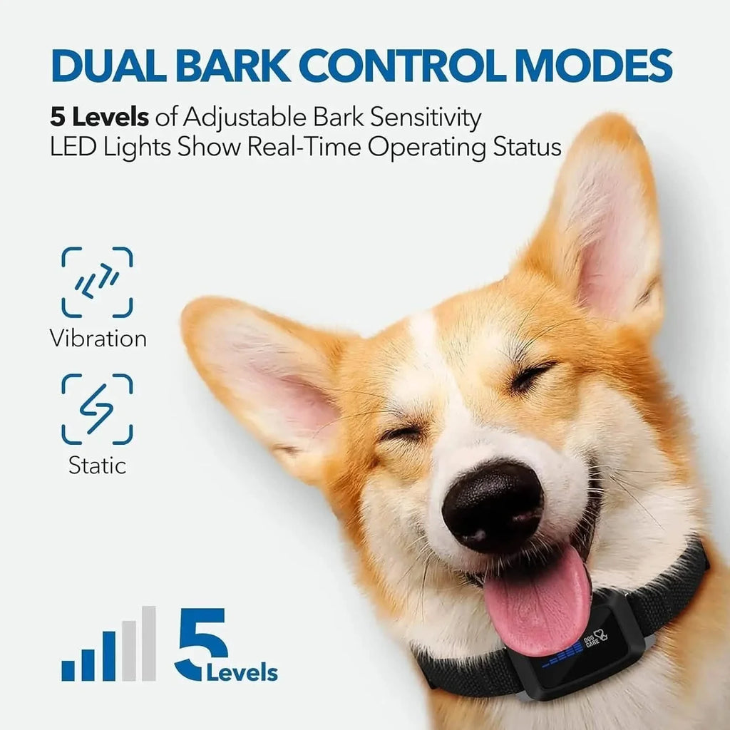Rechargeable Dog Bark Collar with Vibration and Adjustable Sensitivity