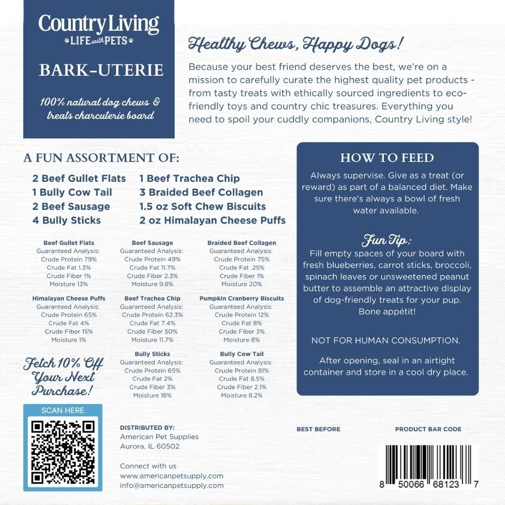 Country Living Bark-Uterie Board Natural Dog Chew & Treat Assortment