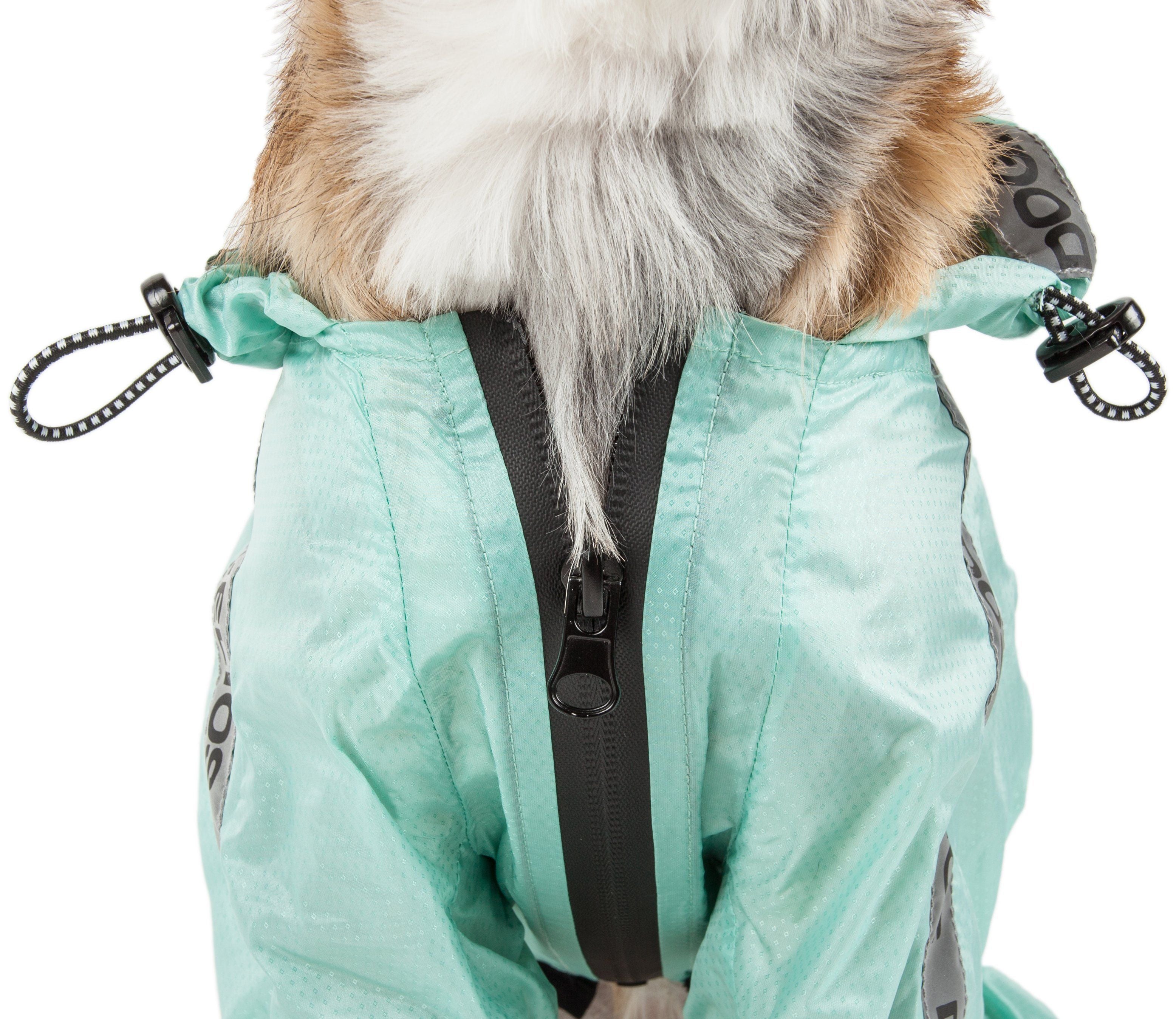 Waterproof Full-Body Dog Raincoat with Reflective Details