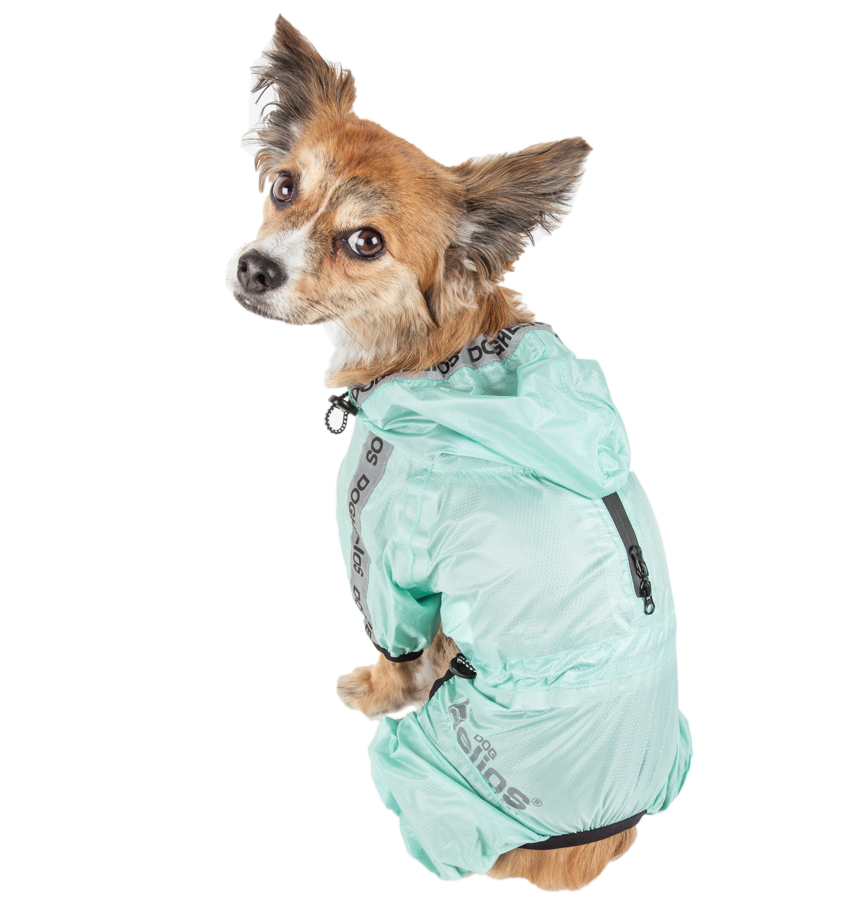 Waterproof Full-Body Dog Raincoat with Reflective Details
