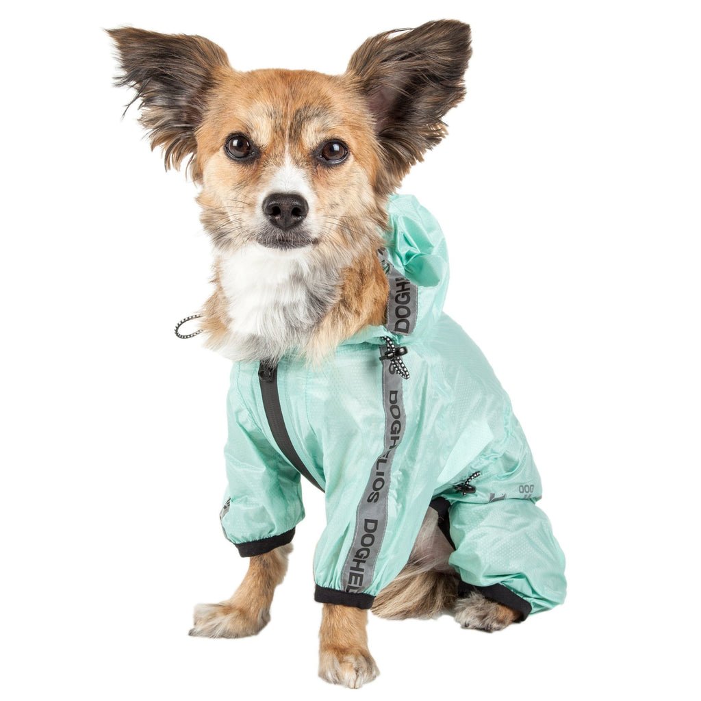 Waterproof Full-Body Dog Raincoat with Reflective Details