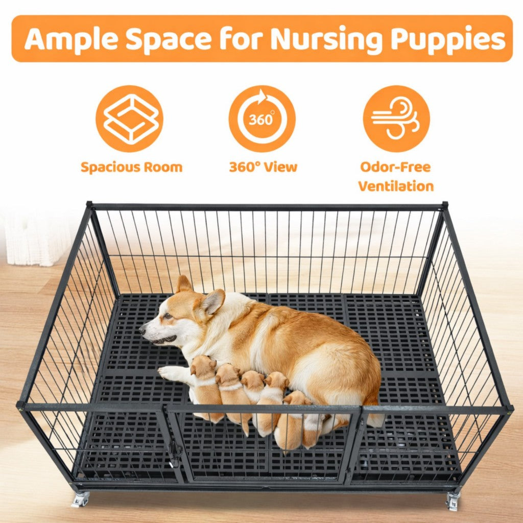 Whelping Pen with 360° Mesh Panels and Lockable Wheels