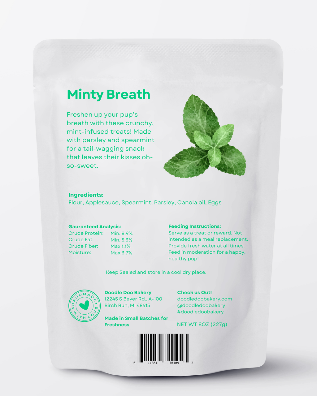 Minty Breath Blend Dog Snacks with Peppermint and Parsley