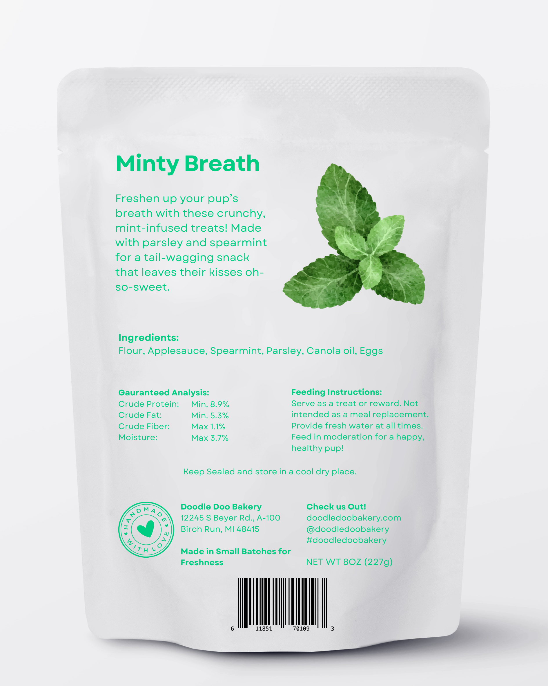 Minty Breath Blend Dog Snacks with Peppermint and Parsley