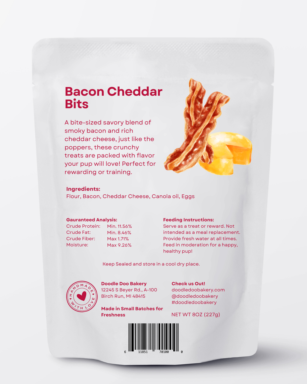 Bacon Cheddar Bits Crunchy Dog Treats with Real Cheese & Bacon