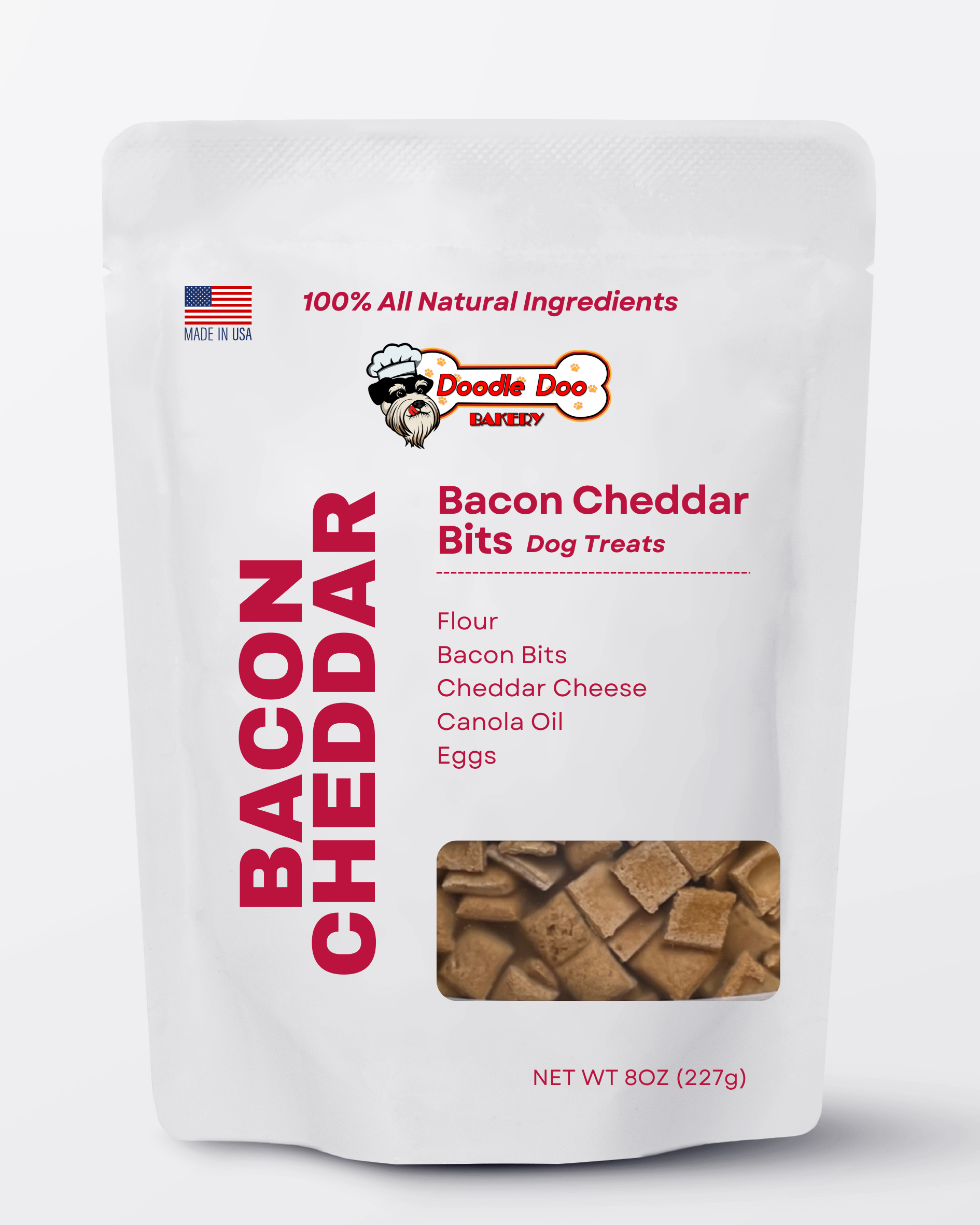 Bacon Cheddar Bits Crunchy Dog Treats with Real Cheese & Bacon