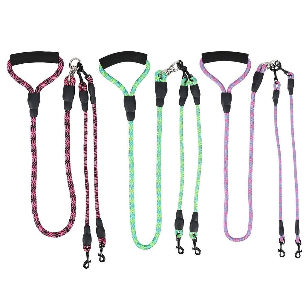 Double Dog Leash No-Tangle Swivel Coupler with Padded Handle