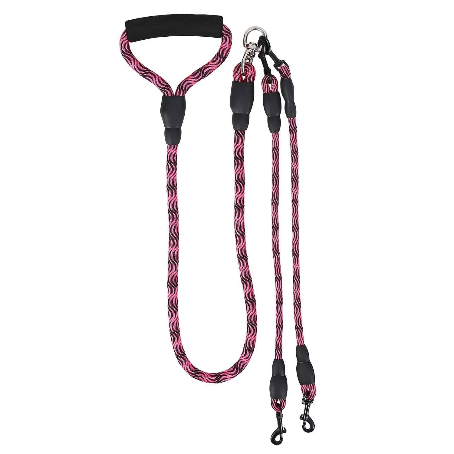 Double Dog Leash No-Tangle Swivel Coupler with Padded Handle