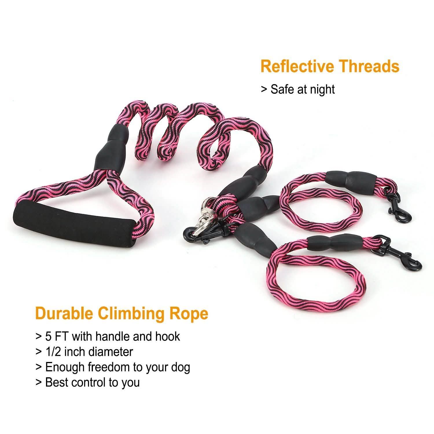 Double Dog Leash No-Tangle Swivel Coupler with Padded Handle