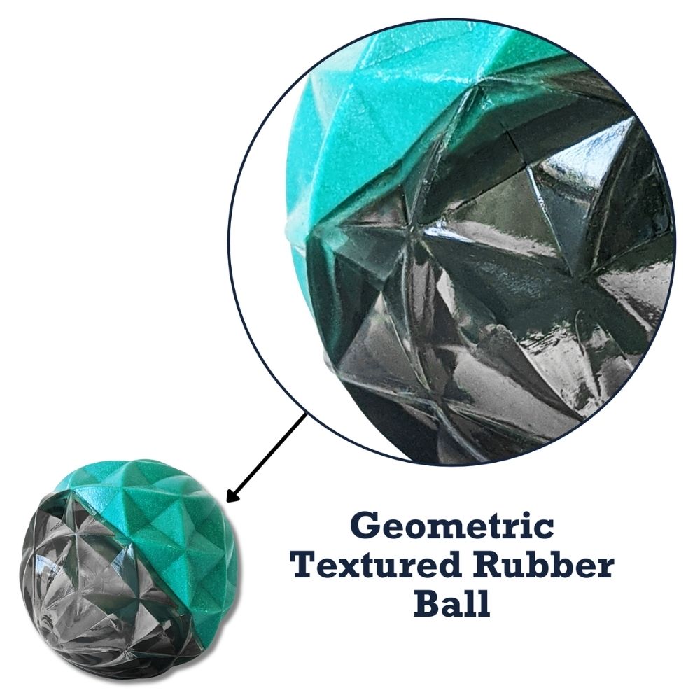 Geometric Textured Ball Dog Chew Toy with Squeaker