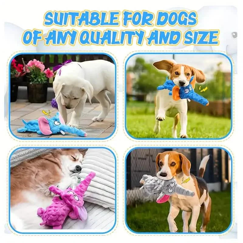 Durable Squeaky Elephant Plush Dog Toy