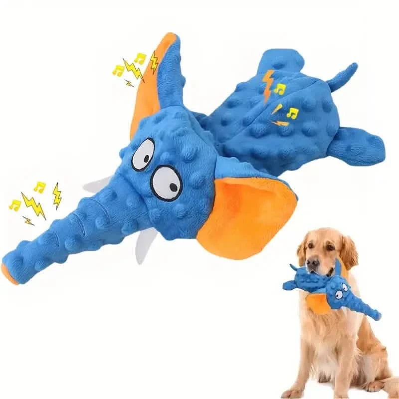 Durable Squeaky Elephant Plush Dog Toy