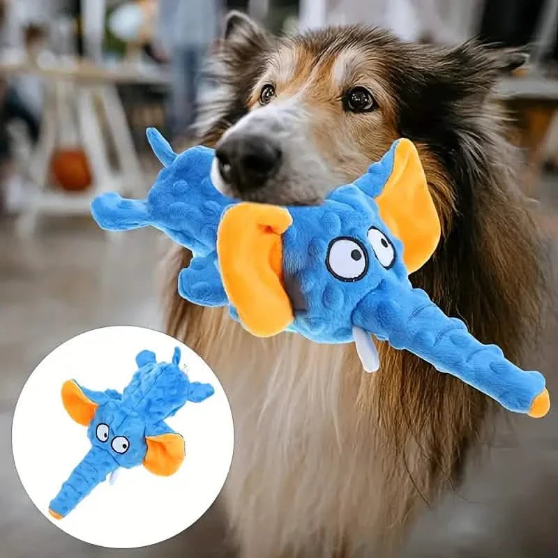 Durable Squeaky Elephant Plush Dog Toy
