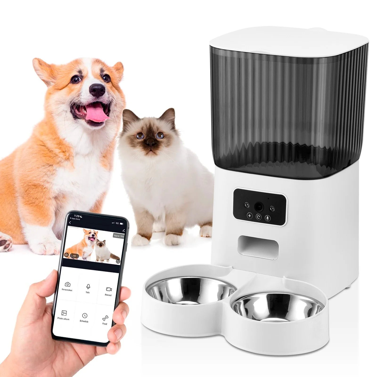 Automatic Pet Feeder with 1080P Camera and 5L Capacity