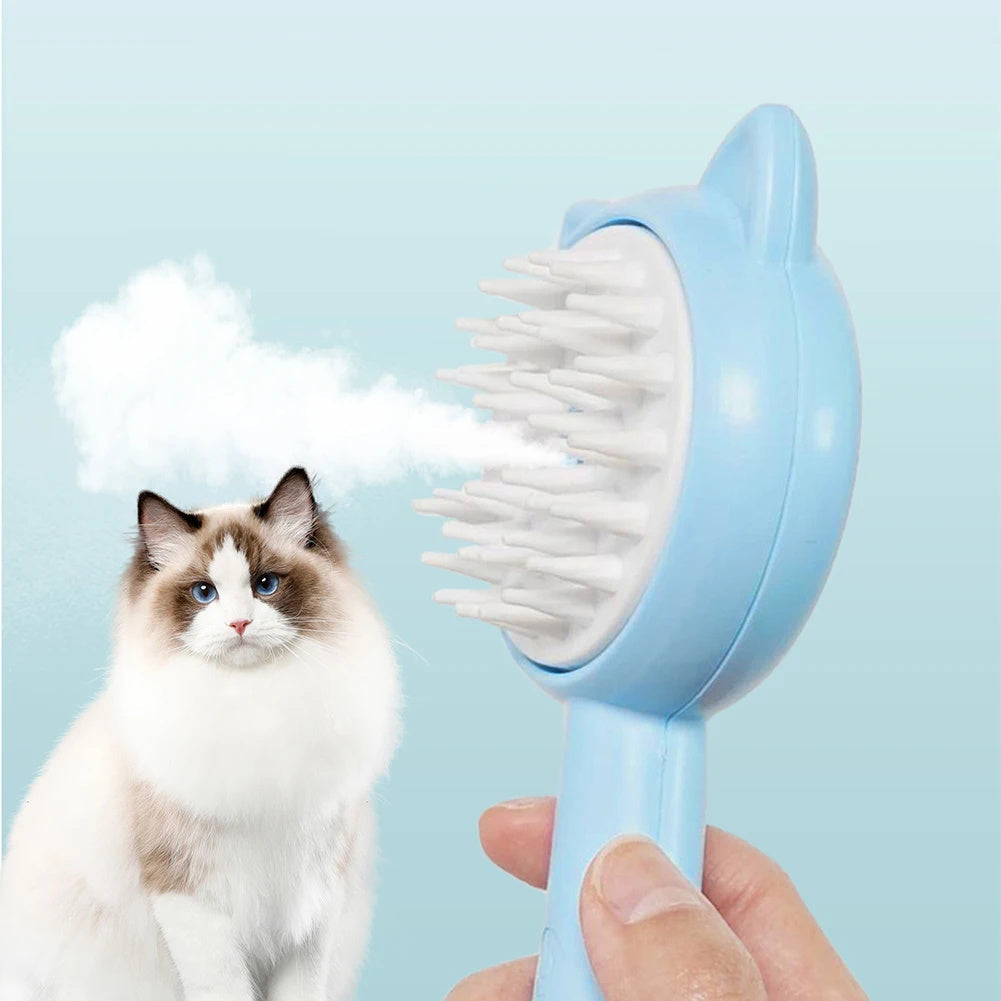 Rechargeable Pet Grooming Brush with Steam Massage, Yellow