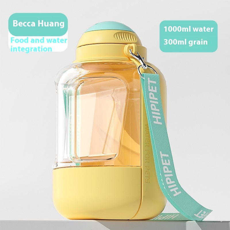 2-in-1 Dog Water Bottle and Food Container, 1000ml Capacity