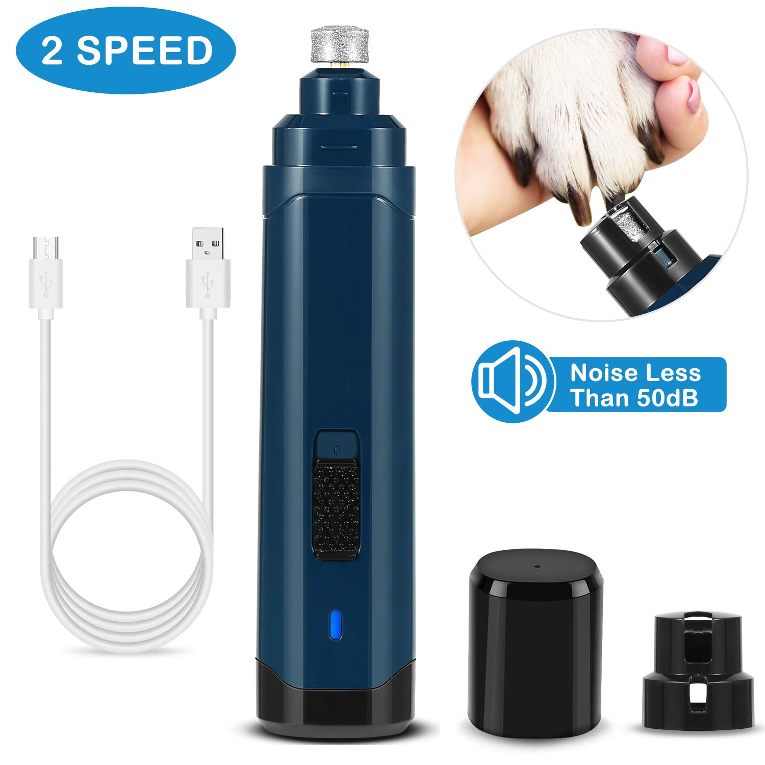 Professional Pet Nail Grinder for Small Pets, USB Rechargeable, Quiet Operation