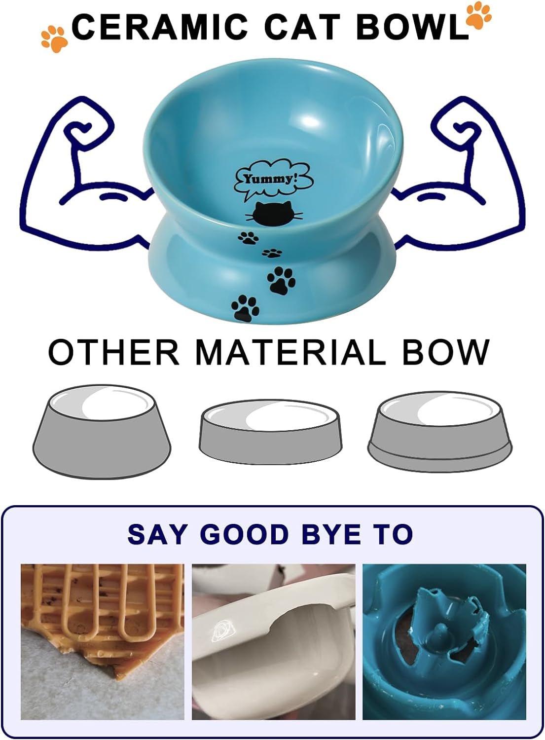 Elevated Ceramic Cat Bowl – Raised, Tilted Design
