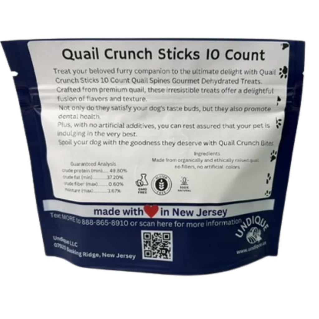 Quail Spine Crunch Sticks for Dogs and Ferrets, Pack of 10