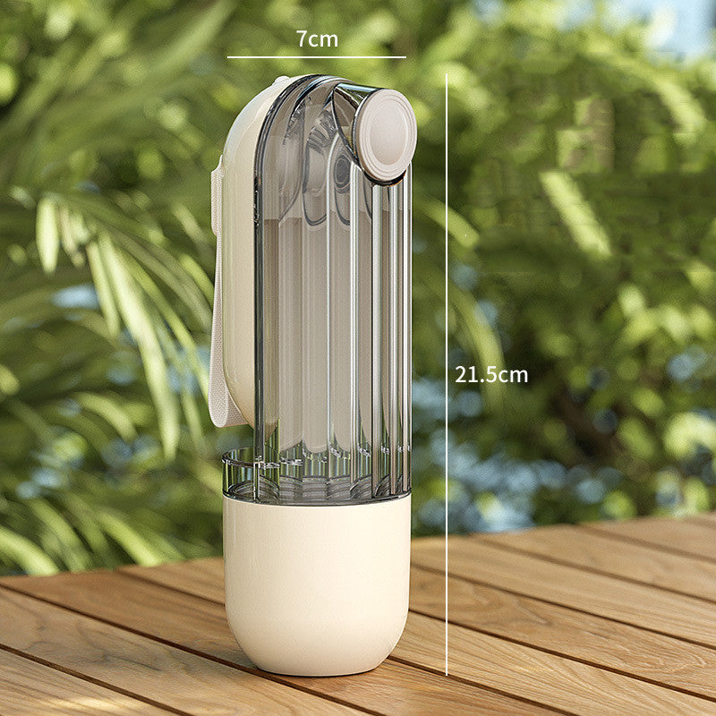 Portable Pet Water Bottle with Lanyard, 21.5cm, Beige or Green
