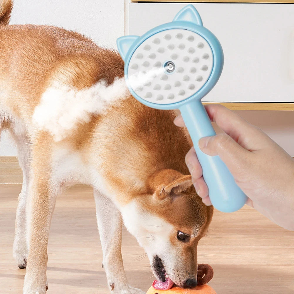 Rechargeable Pet Grooming Brush with Steam Massage, Yellow