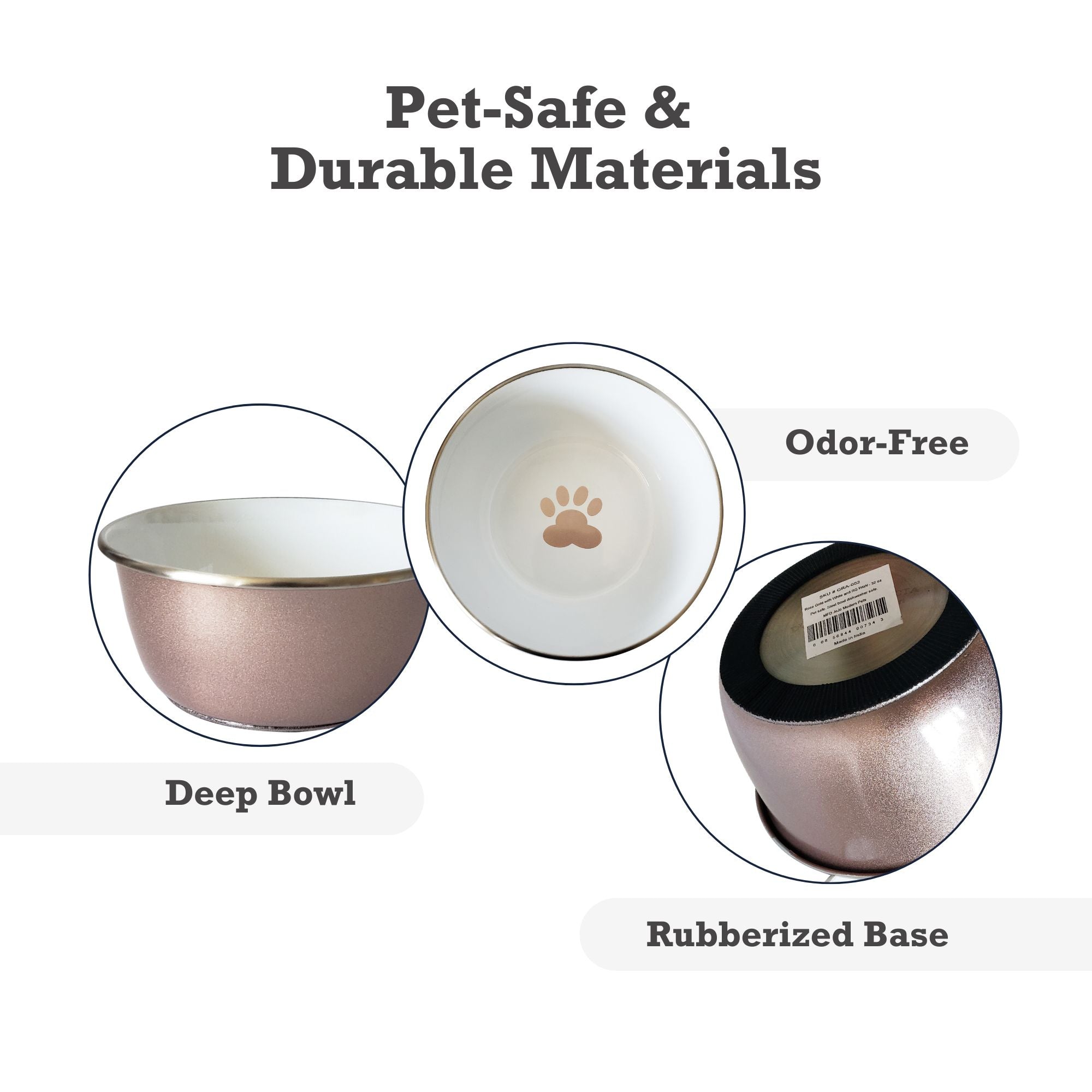 Deep Dog Bowl – Rose Gold Stainless Steel