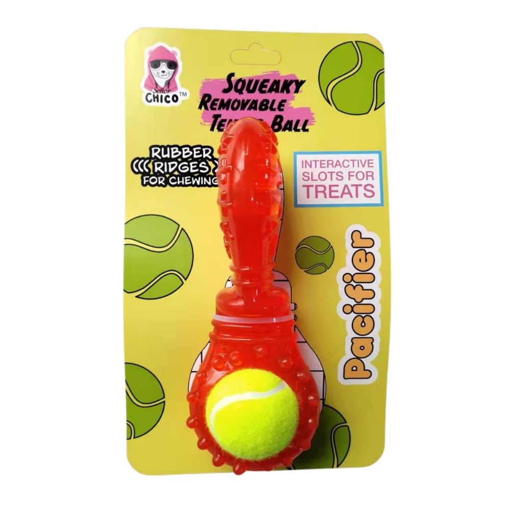 Squeaky TPR Dog Toy with Detachable Tennis Ball for Small Dogs
