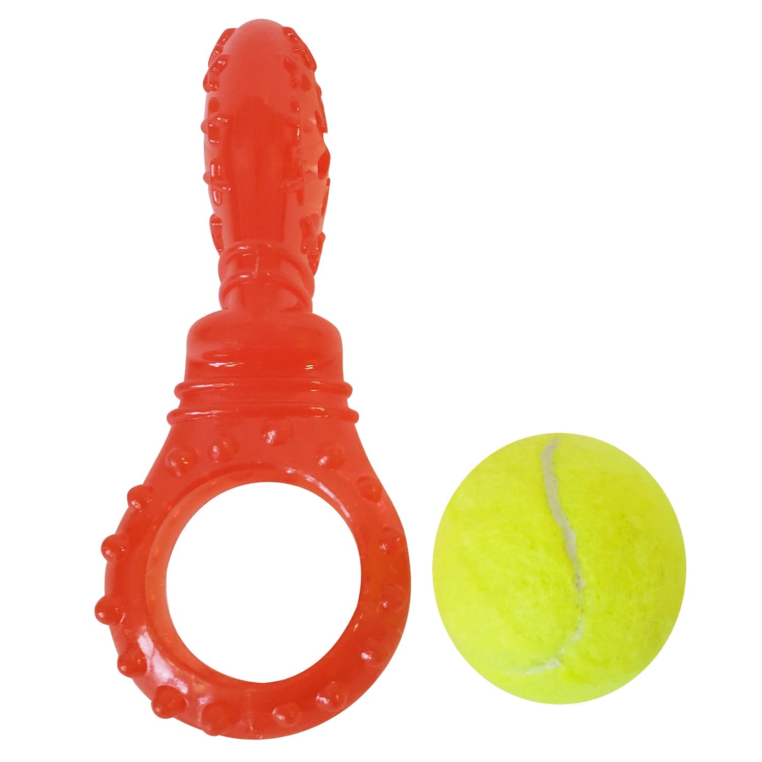 Squeaky TPR Dog Toy with Detachable Tennis Ball for Small Dogs
