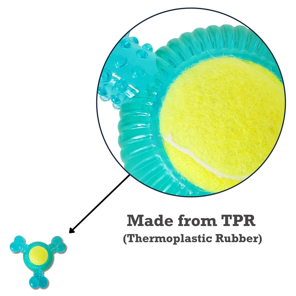 3-Bone TPR Dog Chew Toy with Removable Squeaker Tennis Balls