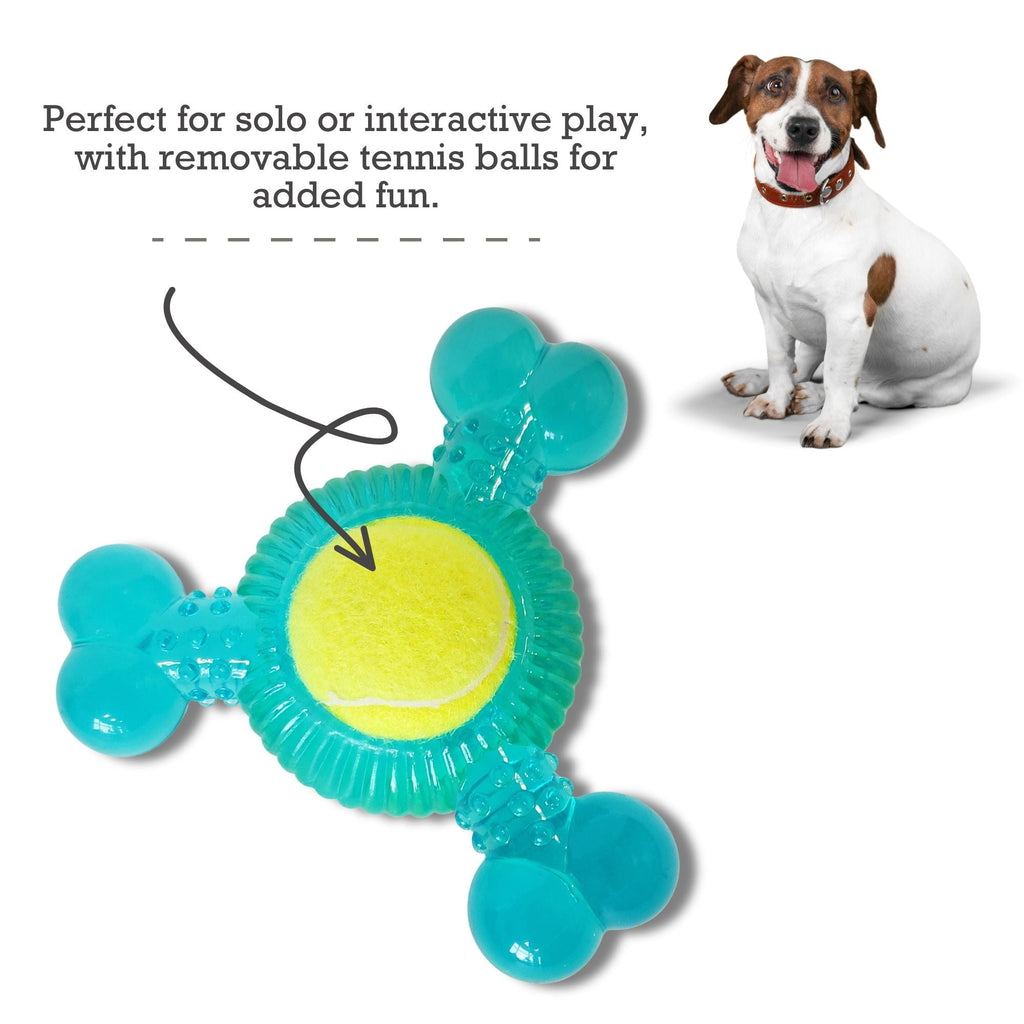 3-Bone TPR Dog Chew Toy with Removable Squeaker Tennis Balls