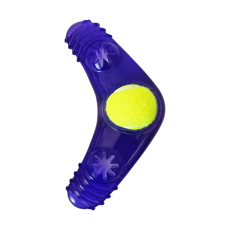 Boomerang TPR Dog Toy with Removable Squeaky Tennis Ball