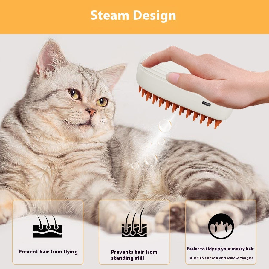 Gentle Steam Grooming Brush for Cats, USB Rechargeable