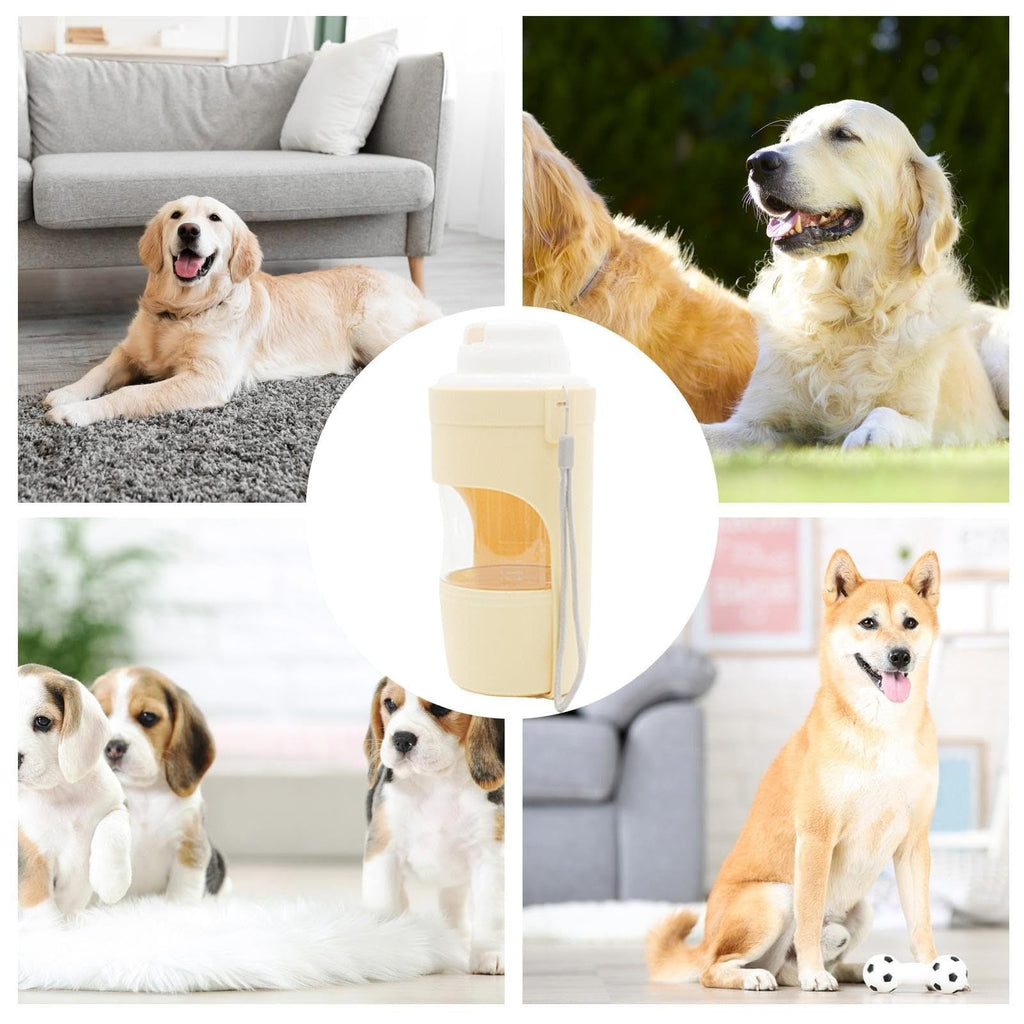 2-in-1 Travel Dog and Cat Water Bottle with Food Container, 690ml