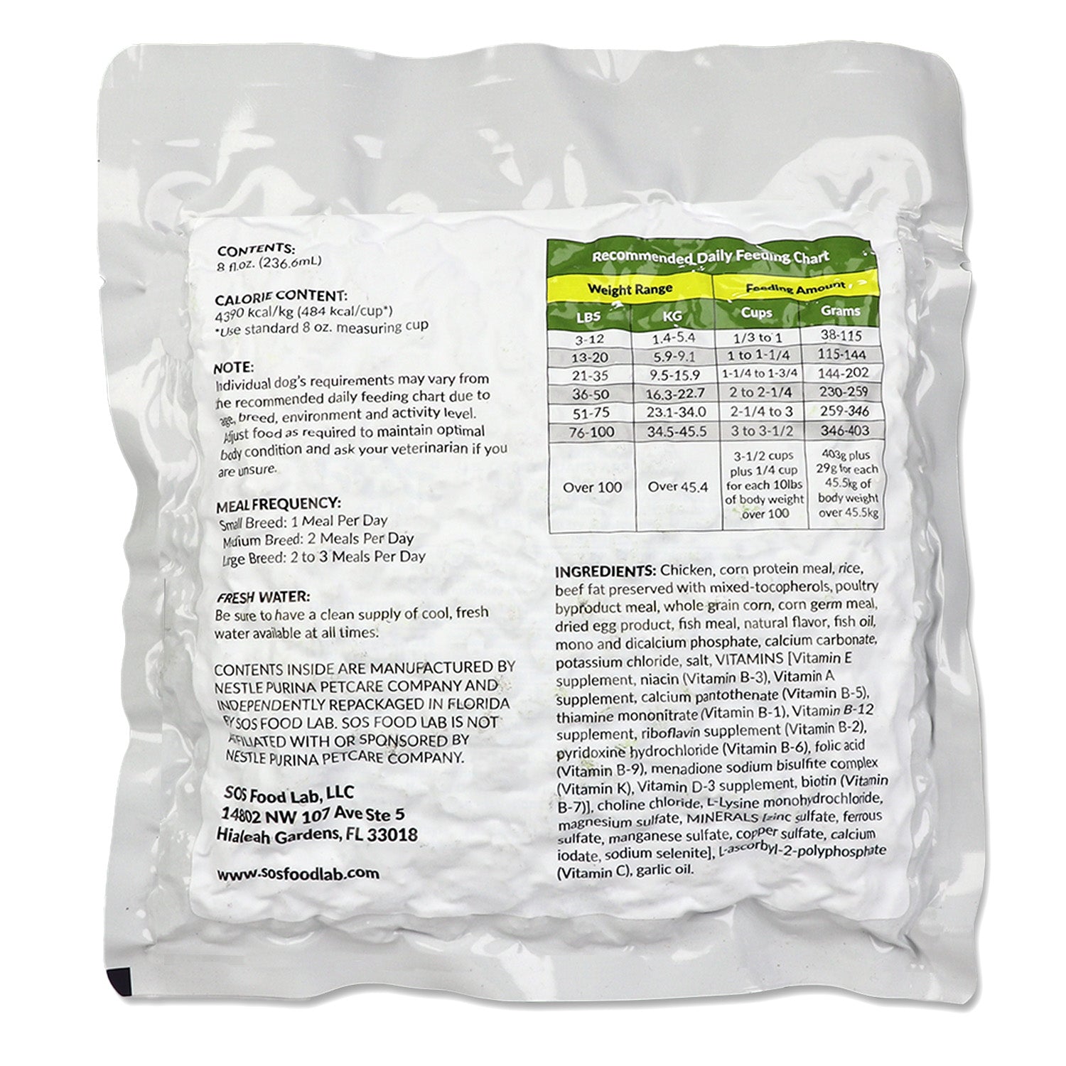Emergency Dog Food Pack with Real Chicken, 8 oz or 40 oz Pouch