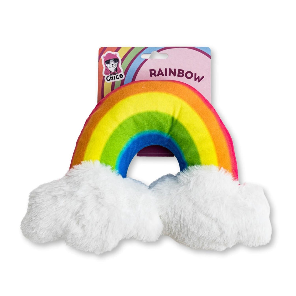 Magical Rainbow Plush Dog Toy with Squeaker and Crinkle Paper