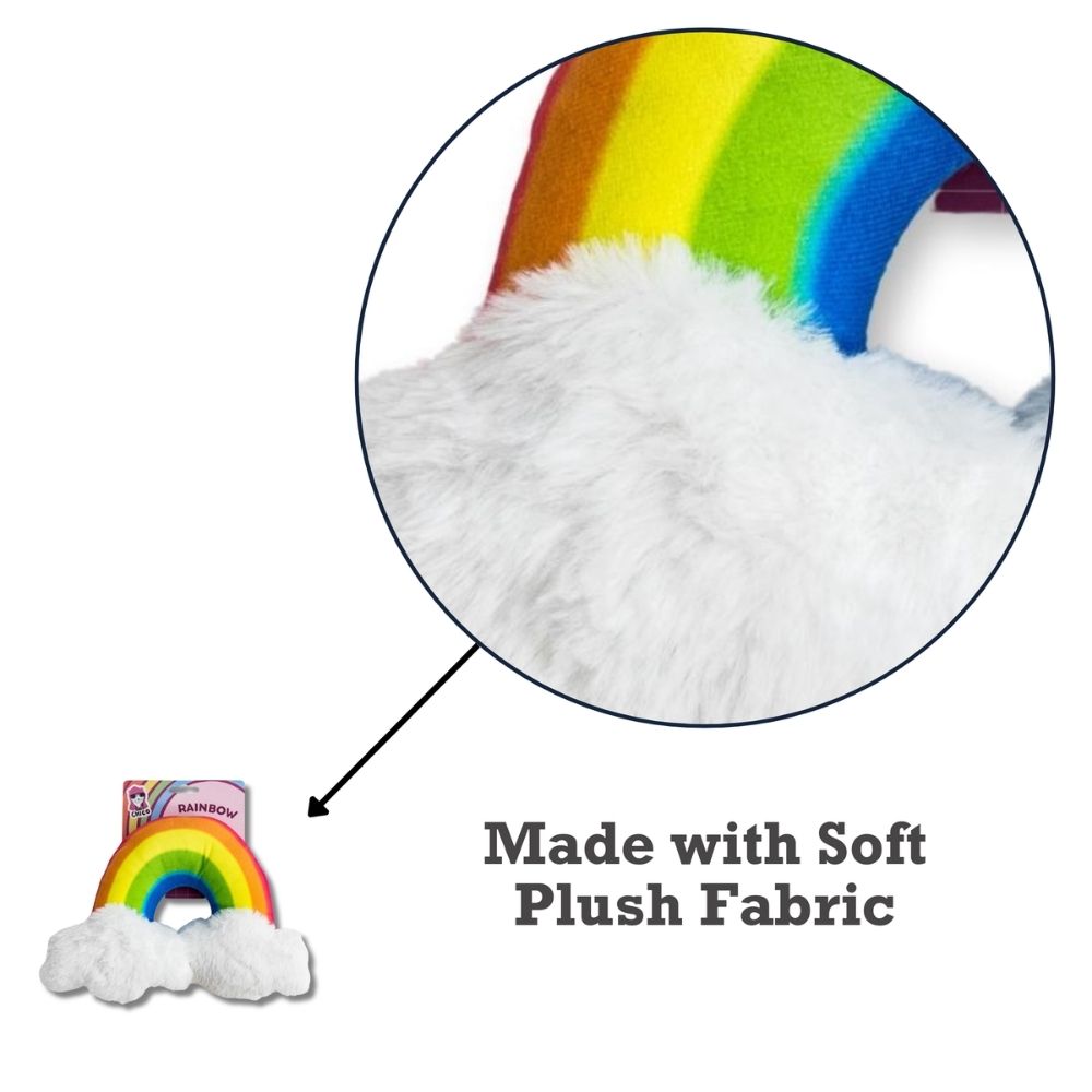 Magical Rainbow Plush Dog Toy with Squeaker and Crinkle Paper