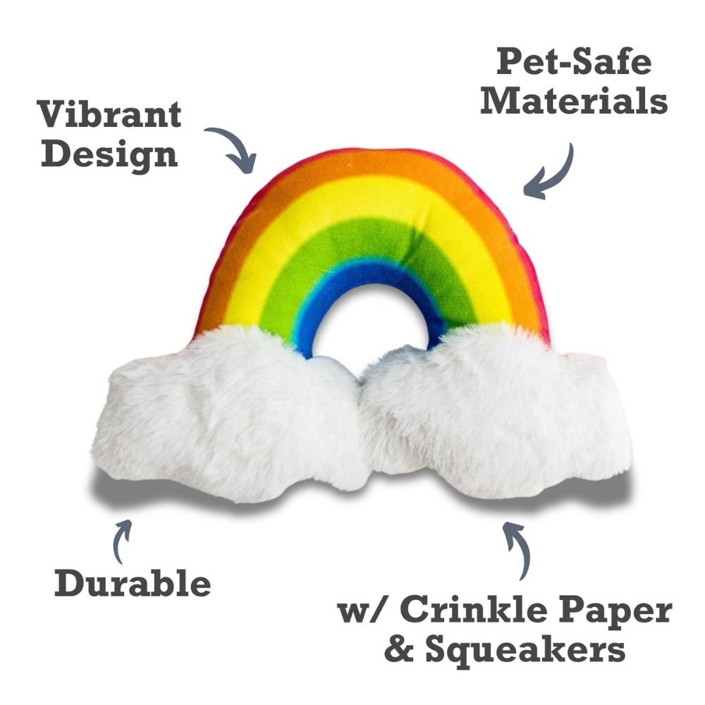Magical Rainbow Plush Dog Toy with Squeaker and Crinkle Paper