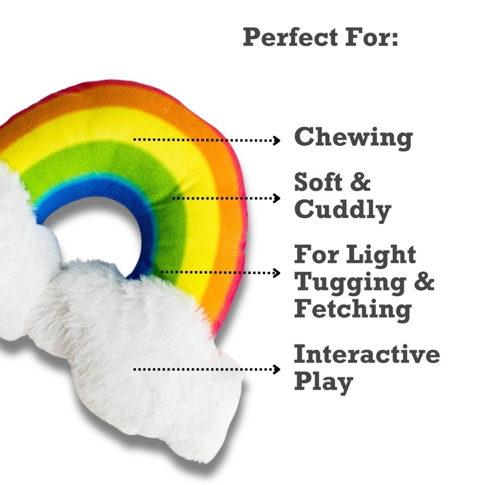Magical Rainbow Plush Dog Toy with Squeaker and Crinkle Paper