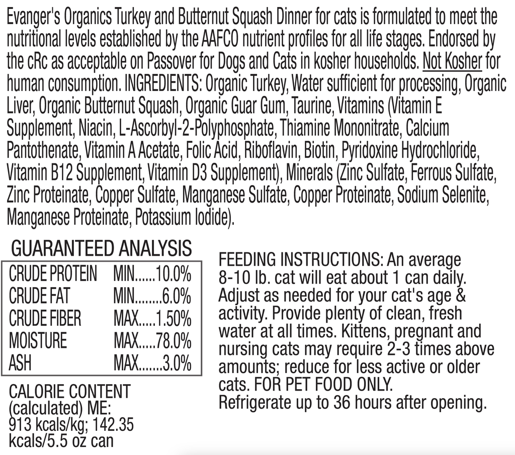 Organic Turkey & Butternut Squash Cat Food Dinner