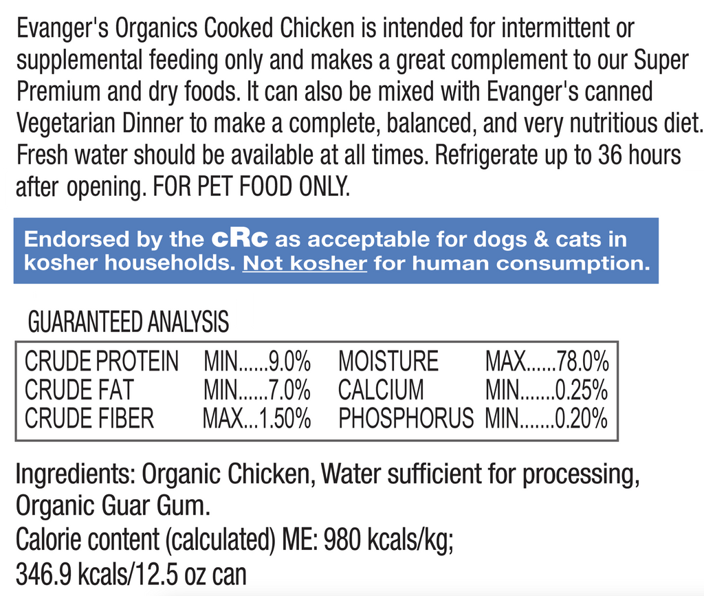 Organic Cooked Chicken for Dogs and Cats, Grain-Free Topper