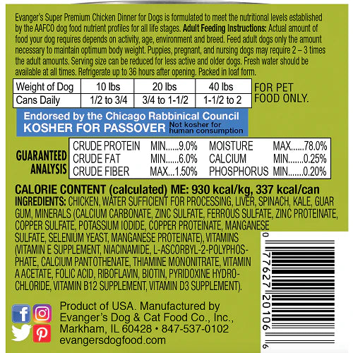 Chicken Dinner Grain-Free Dog Food with Spinach & Kale