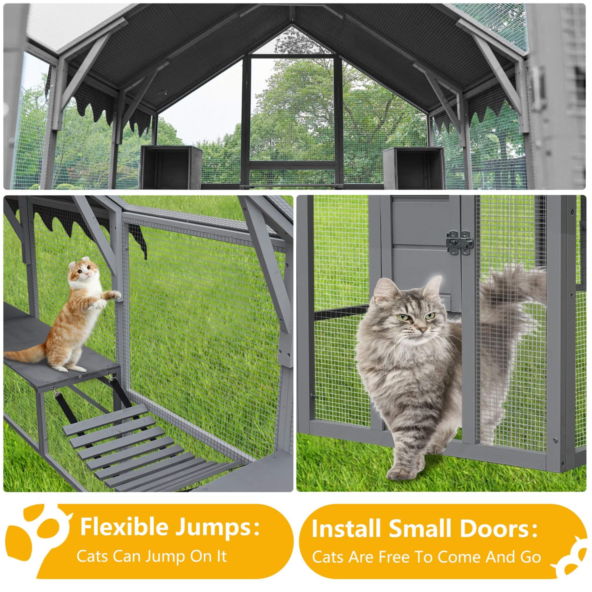 Extra Large Outdoor Cat Playpen House with Bridges and Sleeping Houses