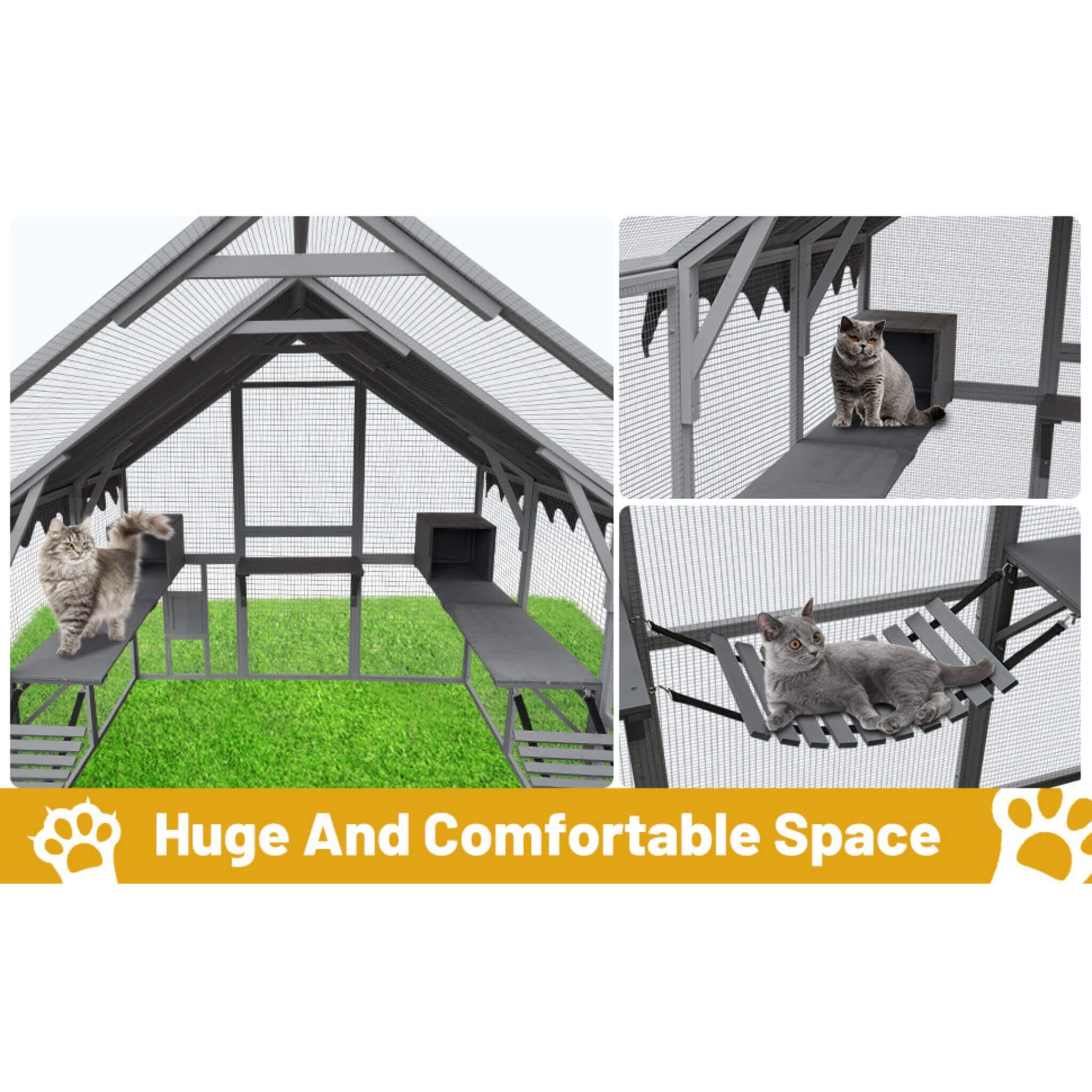 Extra Large Outdoor Cat Playpen House with Bridges and Sleeping Houses