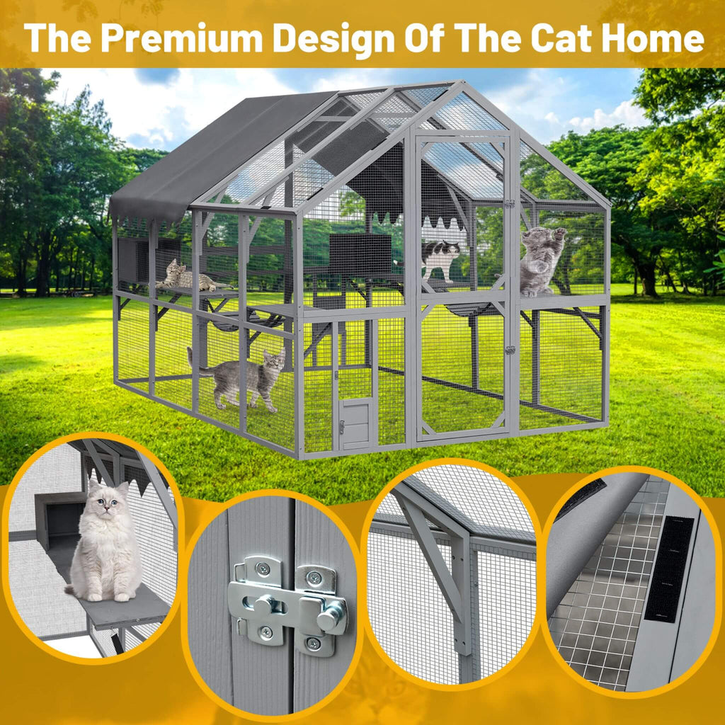 Extra Large Outdoor Cat Playpen House with Bridges and Sleeping Houses
