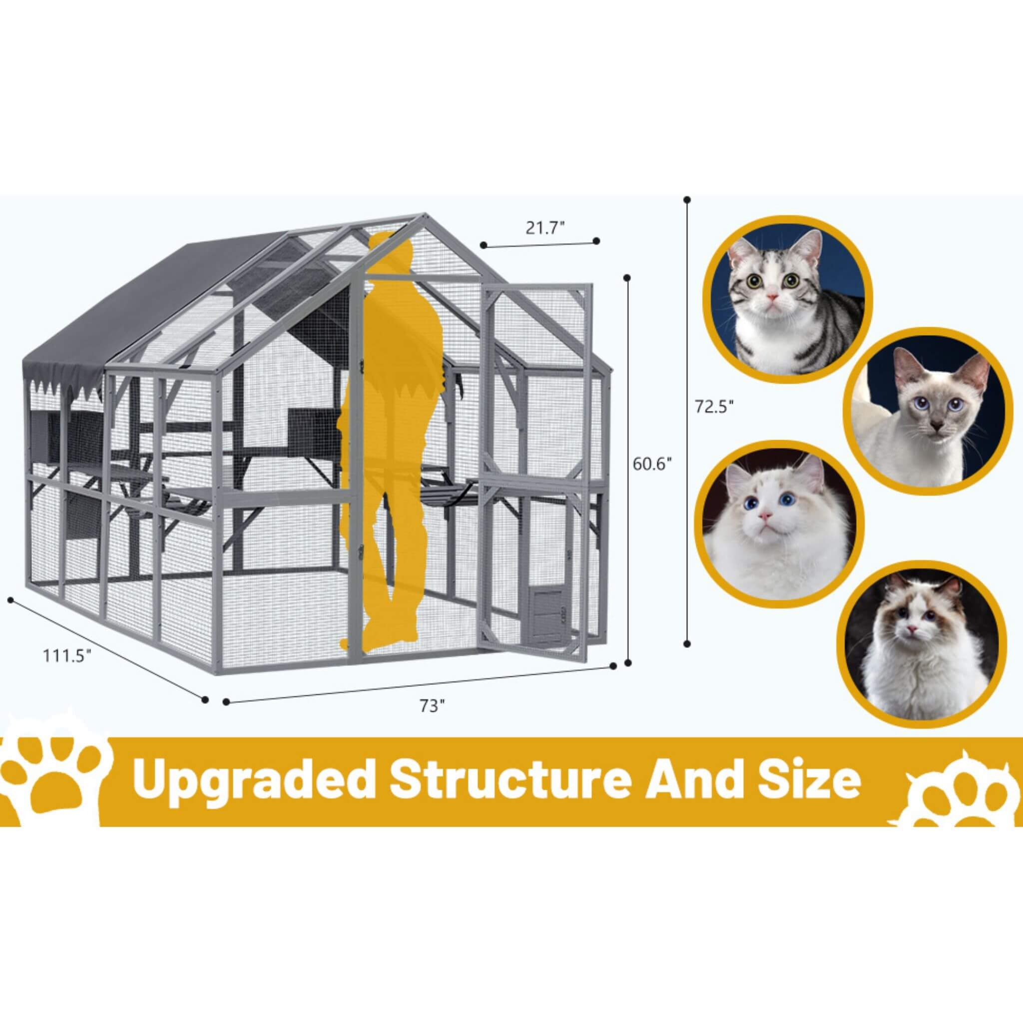 Extra Large Outdoor Cat Playpen House with Bridges and Sleeping Houses