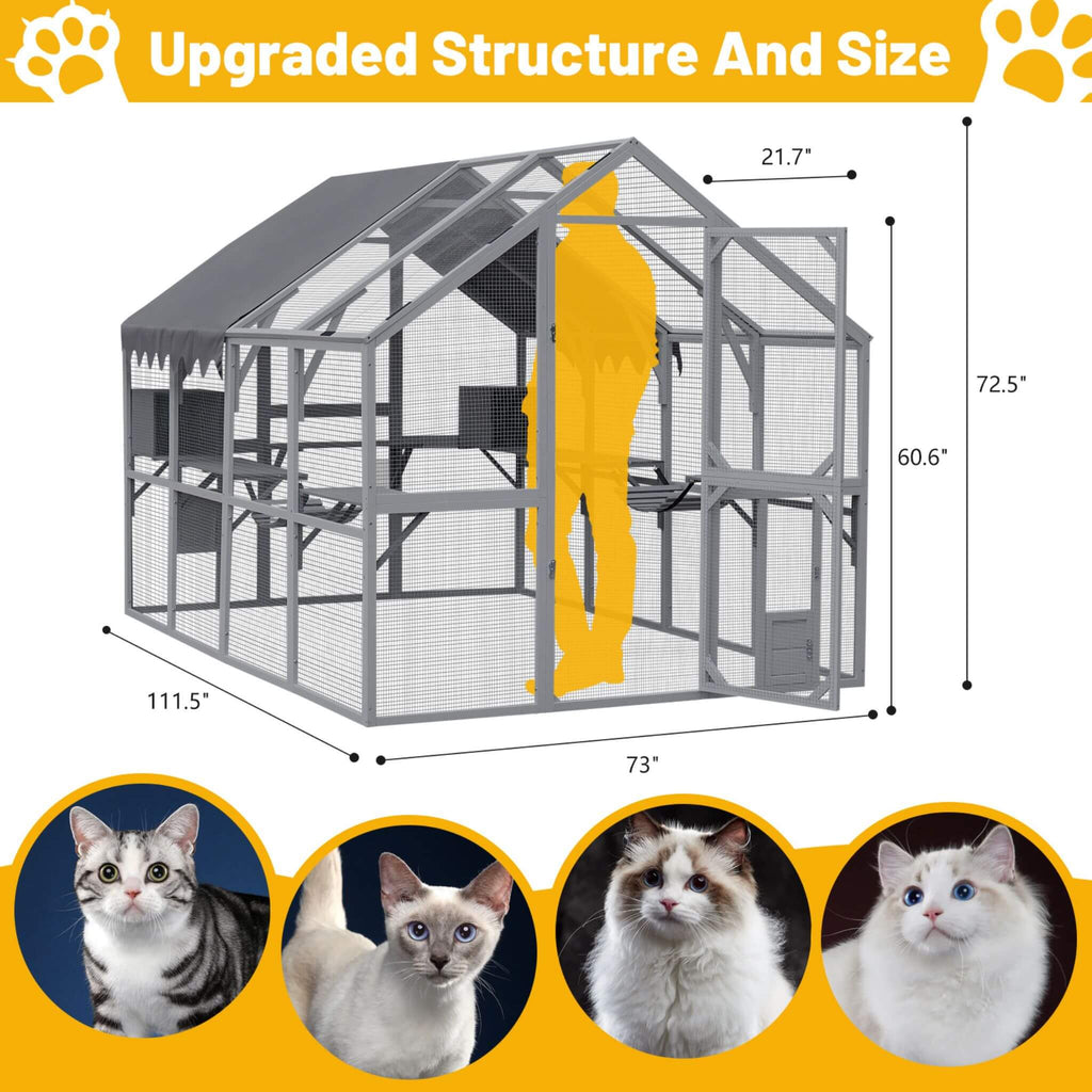 Extra Large Outdoor Cat Playpen House with Bridges and Sleeping Houses