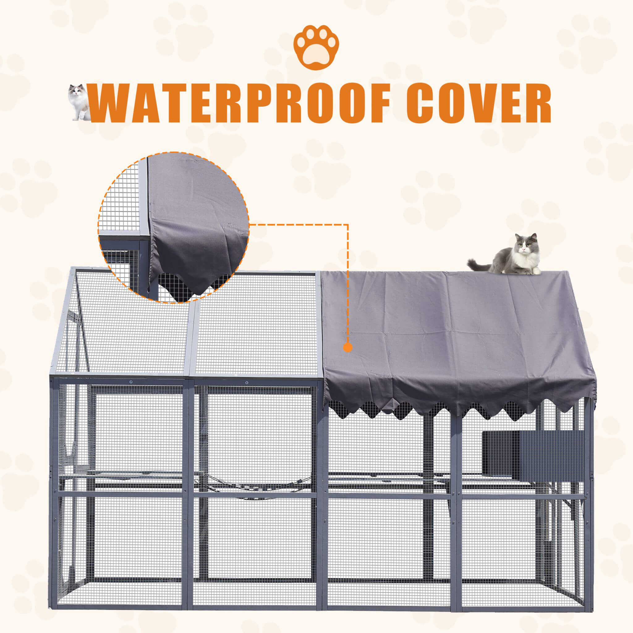 Extra Large Outdoor Cat Playpen House with Bridges and Sleeping Houses