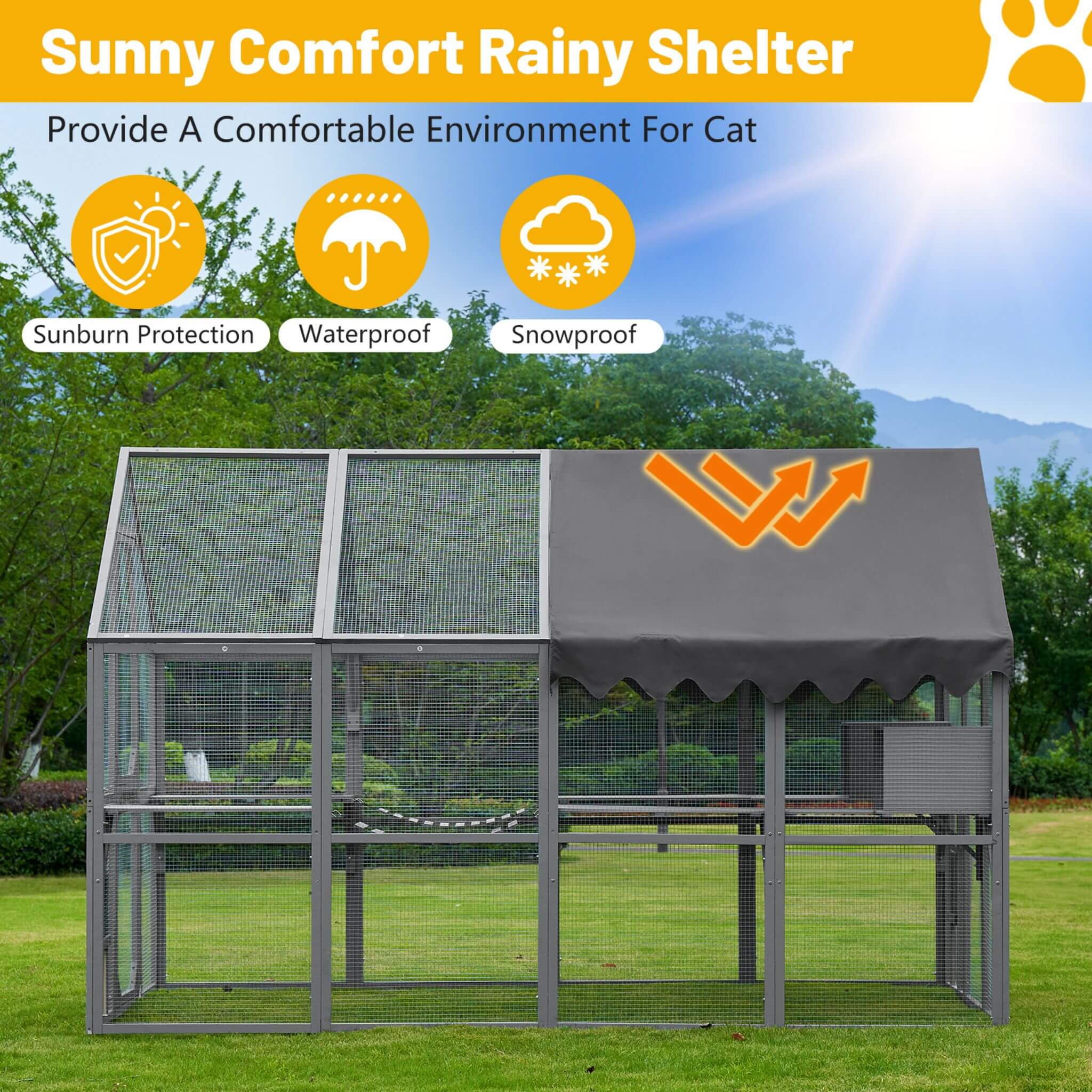 Extra Large Outdoor Cat Playpen House with Bridges and Sleeping Houses