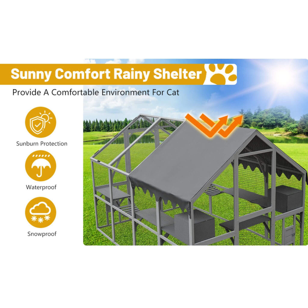 Extra Large Outdoor Cat Playpen House with Bridges and Sleeping Houses